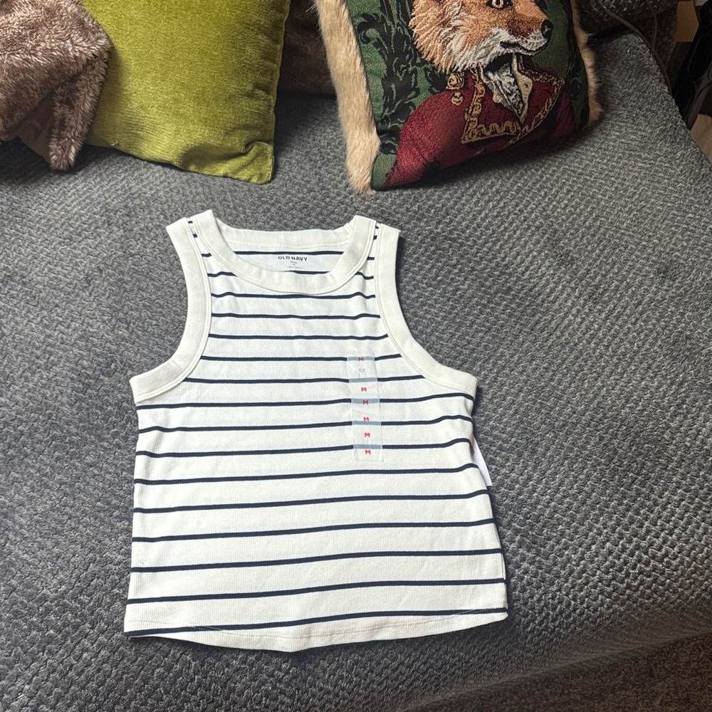Old Navy White and black Striped Kids Tank Top